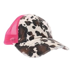 Cow Print High Ponytail Hats